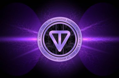 Dijital arka planda tonluk sanal para birimi görüntüleri. 3d illüstrasyon.