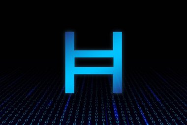 Hedera hashgraph-hbar sanal para birimi resimleri. 3d illüstrasyon.