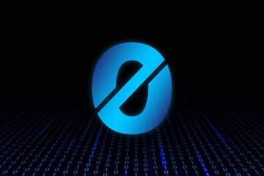 Dijital bir arkaplanda ogn sikkesi sanal para birimi görüntüsü. 3d illüstrasyon.