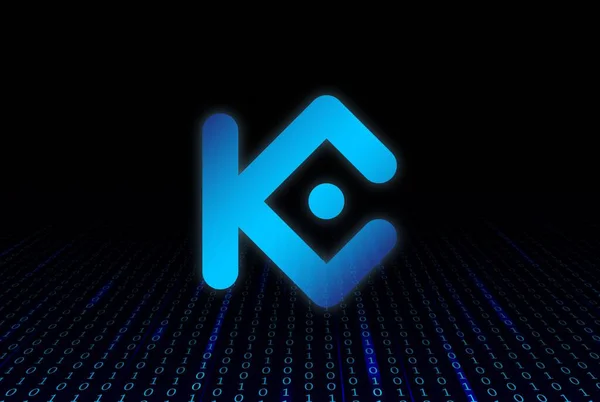 デジタル背景のKucoin Kcs仮想通貨の画像 3Dイラスト — ストック写真