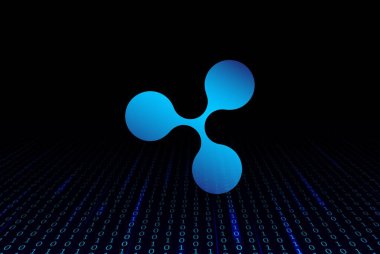 Dijital arkaplanda dalgalı-xpr sanal para birimi resimleri. 3d illüstrasyon.