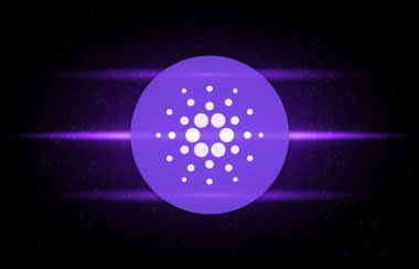Dijital arkaplanda cardano-ada sanal para birimi resmi. 3d illüstrasyon.