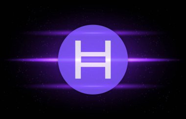 Hedera hashgraph-hbar sanal para birimi resimleri. 3d illüstrasyon.