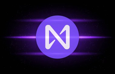 Dijital arka planda Protokol madeni para ve logonun yanında. 3d illüstrasyon resminin yanında.