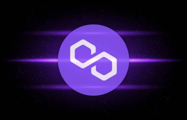 Dijital arkaplanda çokgen-matik kripto para birimi resimleri. 3d illüstrasyon.