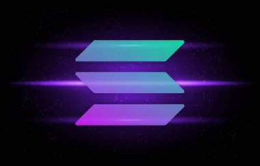 Dijital arkaplanda solana-sol sanal para birimi resmi. 3d illüstrasyon