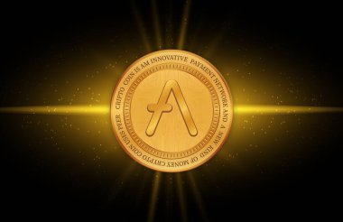 Dijital arkaplanda AVE sanal para birimi resimleri. 3d illüstrasyon