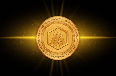 Arbitrum-yay sanal para biriminin dijital arkaplandaki görüntüsü. 3d illüstrasyon.