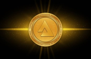 Dijital arkaplanda sesli sanal para birimi görüntüleri. 3d illüstrasyon.