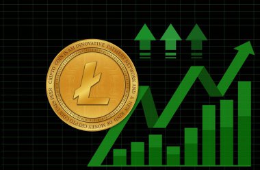  Litoin-ltc sanal para birimi görüşleri. 3d illüstrasyon