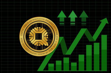 Dijital arkaplanda qtum-qnt şifreli para birimi resimleri. 3d illüstrasyon.