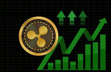 Dijital arkaplanda dalgalı-xpr sanal para birimi resimleri. 3d illüstrasyon.