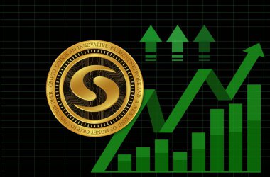 Sayısal arkaplandaki syscoin-sys şifreli para birimi resimleri. 3d illüstrasyon.