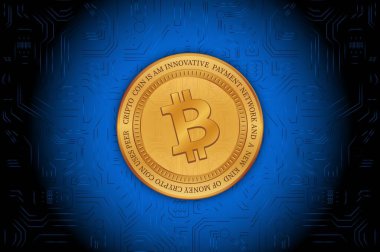 Dijital arkaplanda kripto para birimi resimleri. 3d illüstrasyon.