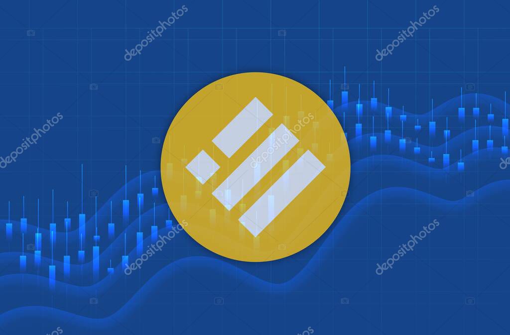 Binance usd-busd virtual currency image in the digital background. 3d illustrations.