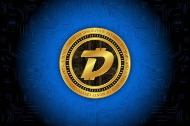 Digibyte-dgb dijital arkaplanda sanal para birimi resmi. 3d illüstrasyon.