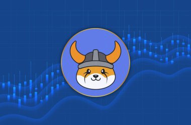 Dijital arka planda floki para sanal para birimi görüntüsü. 3d illüstrasyon.