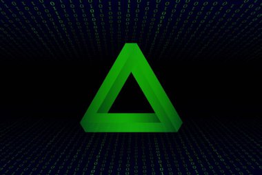 Arpa madeni para biriminin dijital bir arka plandaki görüntüsü. 3d illüstrasyon.