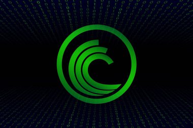 bittorrent-bttc sanal para birimi resmi dijital arkaplanda. 3d illüstrasyon.
