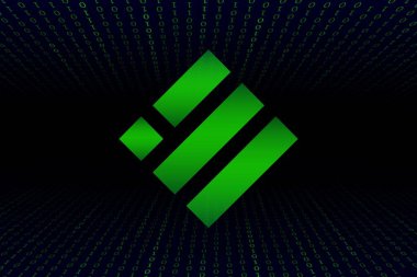 Binance usd-busd dijital arkaplanda sanal para birimi resmi. 3d illüstrasyon.