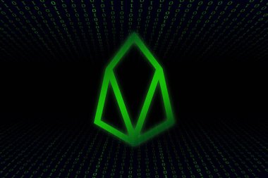 Eos sanal para birimi görüntüleri. Üç boyutlu çizimler. dijital paralar.