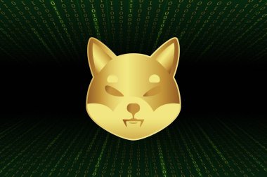 Shiba renkli arka planda sanal para birimi görselleri. 3d illüstrasyon.