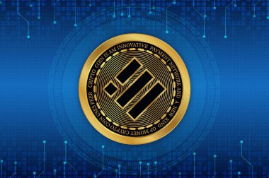 Binance usd-busd dijital arkaplanda sanal para birimi resmi. 3d illüstrasyon.