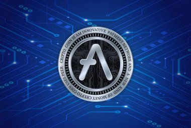 Dijital arkaplanda AVE sanal para birimi resimleri. 3d illüstrasyon