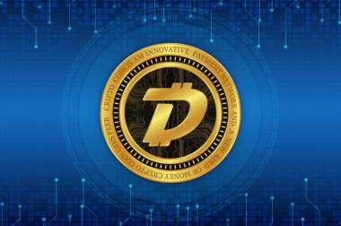 Digibyte-dgb dijital arkaplanda sanal para birimi resmi. 3d illüstrasyon.