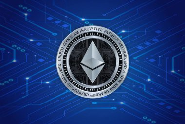 ethereum-eth sanal para birimi resimleri. 3d illüstrasyon.