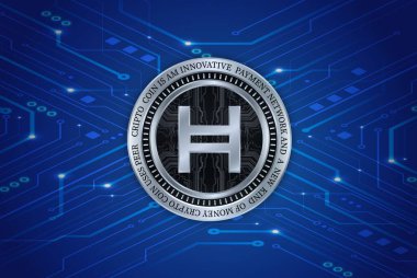 Hedera hashgraph-hbar sanal para birimi resimleri. 3d illüstrasyon.