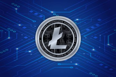  Litoin-ltc sanal para birimi görüşleri. 3d illüstrasyon