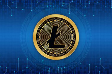  Litoin-ltc sanal para birimi görüşleri. 3d illüstrasyon