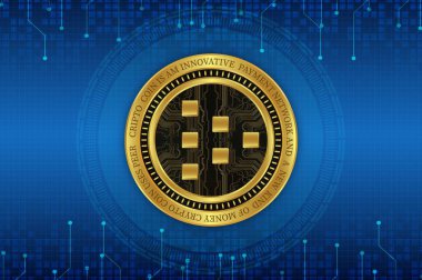 Yaşamsal kripto para birimi logosu. 3d illüstrasyon.