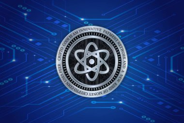 Dijital arkaplanda proton-xpr kripto para birimi resimleri. 3d illüstrasyon.