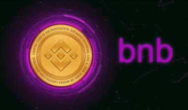 dijital arkaplanda binance-bnb sanal para birimi resmi. 3d illüstrasyon.