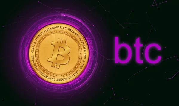 Beelden Van Bitcoin Btc Logo Een Digitale Achtergrond Illustraties — Stockfoto