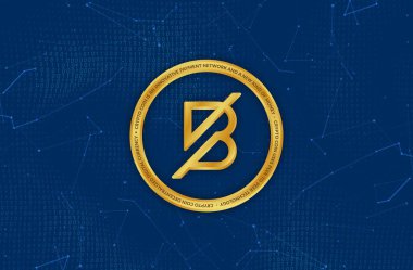 dijital arkaplanda bantlı sanal para birimi görüntüsü. 3d illüstrasyon.