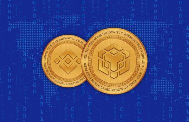 dijital arkaplanda binance-bnb sanal para birimi resmi. 3d illüstrasyon.