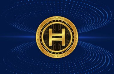 Hedera hashgraph-hbar sanal para birimi resimleri. 3d illüstrasyon.
