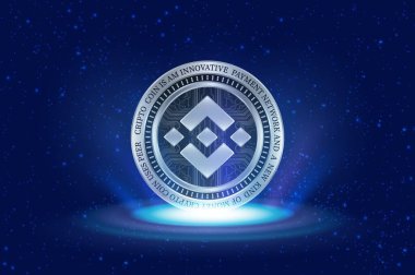 dijital arkaplanda binance-bnb sanal para birimi resmi. 3d illüstrasyon.