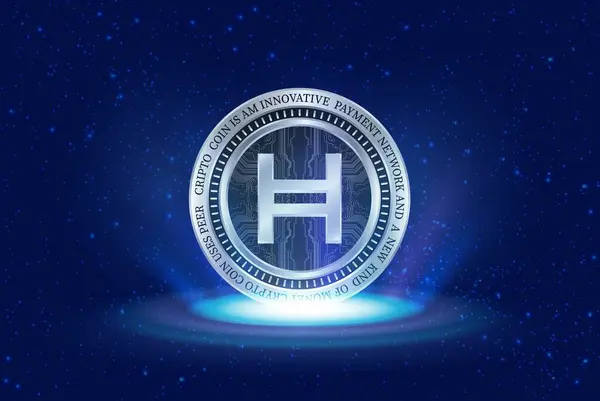 Hedera hashgraph-hbar sanal para birimi resimleri. 3d illüstrasyon.