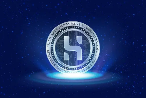 husd virtual currency images on digital background. 3d illustrations.