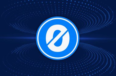 Dijital bir arkaplanda ogn sikkesi sanal para birimi görüntüsü. 3d illüstrasyon.