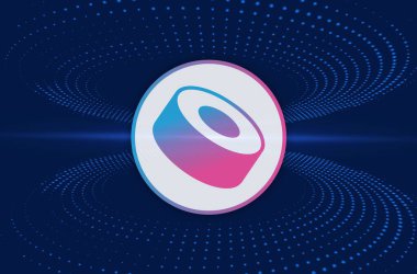 Dijital arkaplanda suşi kripto resmi var. 3d illüstrasyon.