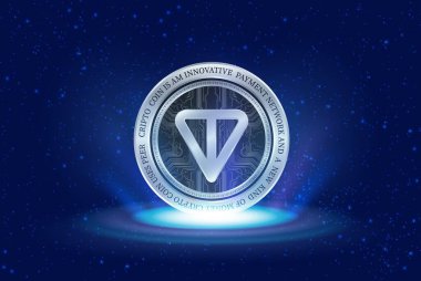 Dijital arka planda tonluk sanal para birimi görüntüleri. 3d illüstrasyon.