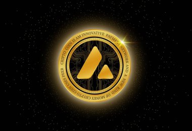 Dijital arkaplanda çığ-avax sanal para birimi görüntüsü. 3d illüstrasyon.