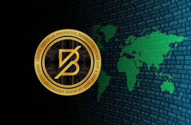 dijital arkaplanda bantlı sanal para birimi görüntüsü. 3d illüstrasyon.