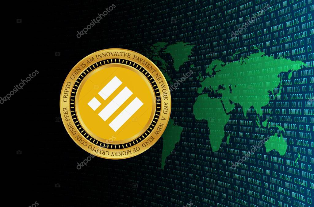 Binance usd-busd virtual currency image in the digital background. 3d illustrations.