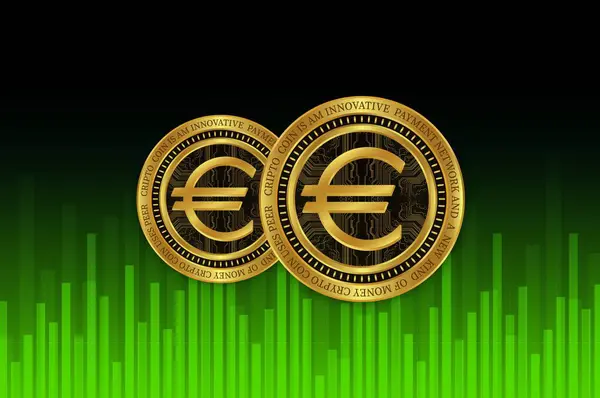 Euro currency logo images on digital background. 3d illustration.